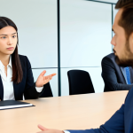 A focused professional interpreter, fully clothed in a modest business suit, actively listening and subtly conveying understanding during a high-stakes international business meeting in a modern conference room. The atmosphere is collaborative and serious, emphasizing their ability to capture nuance and cultural context. Well-formed hands, proper finger count, natural body proportions, perfect anatomy, correct proportions, natural pose. Safe for work, appropriate content, fully clothed, professional photography, high quality, realistic.