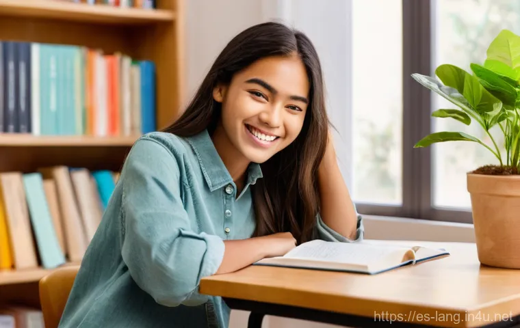 외국어 학습에서의 멘탈 관리 방법 - **Prompt: Joyful Language Breakthrough**
    A young woman, approximately 20 years old, with a diver...
