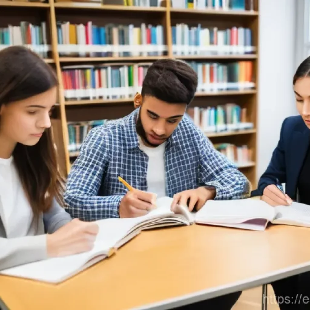 프랑스어 자격증 시험 장소 정보 - A diverse group of young adults, aged 18-25, diligently studying together for a French language cert...