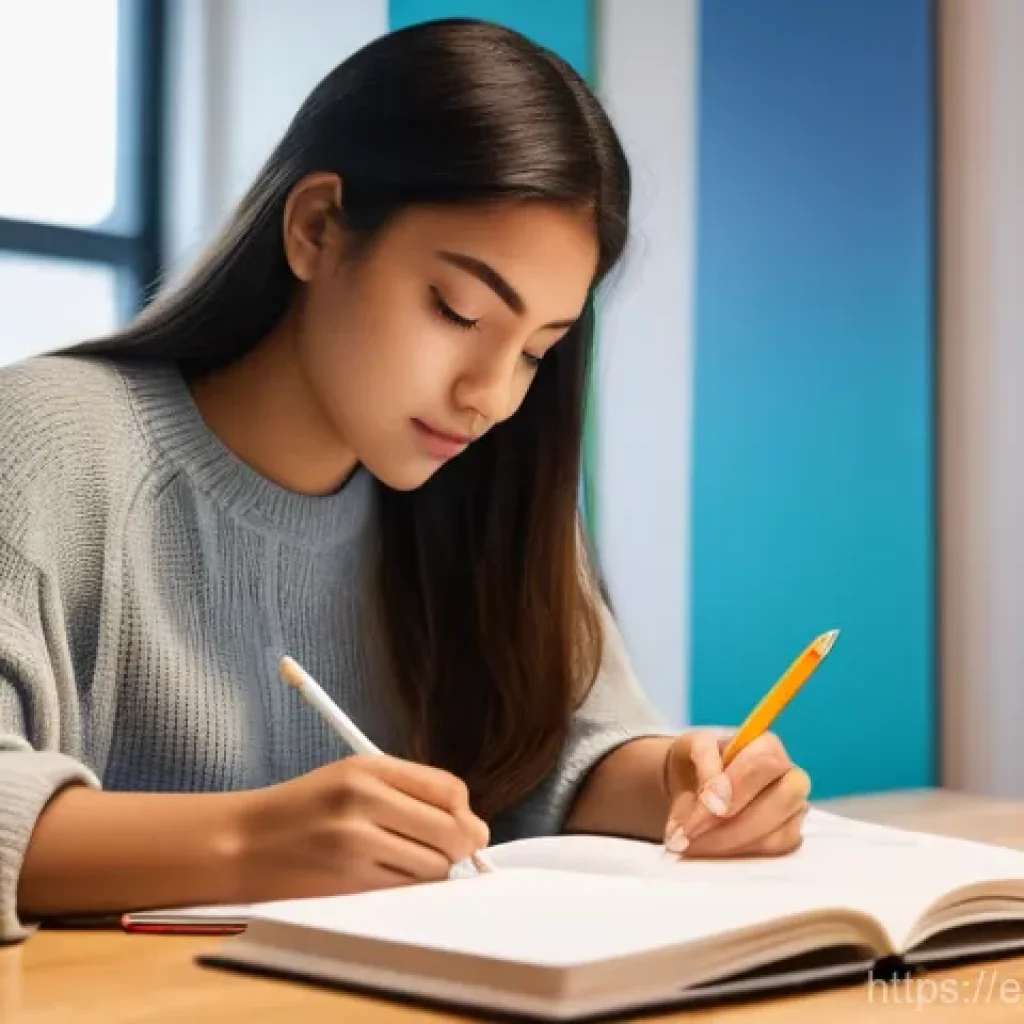 외국어 시험과 실무 경험의 상호 보완 - **Prompt:** A young, diverse student (18-22 years old) with a thoughtful expression, seated at a mod...