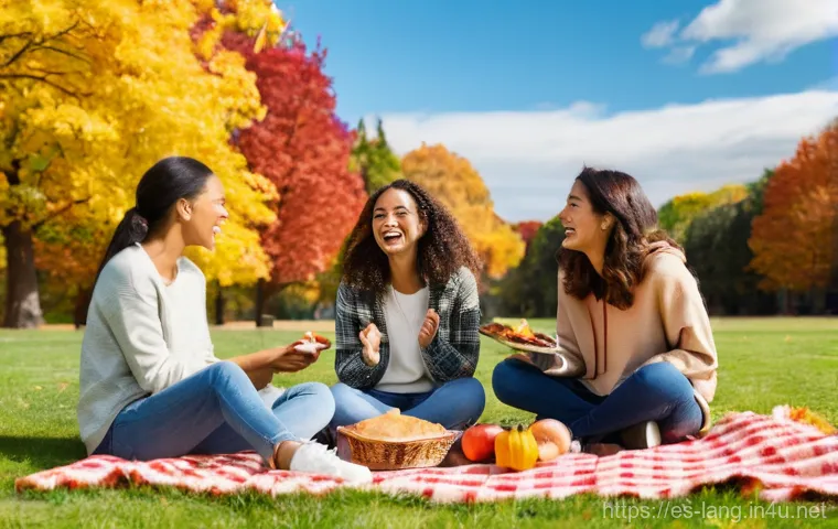 TCF와 DELF 차이점 비교 - **Prompt 1:** A vibrant outdoor picnic scene in a sunny park during autumn. A diverse group of frien...