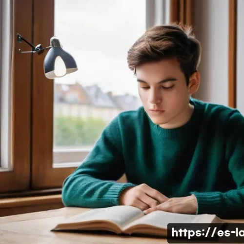 프랑스어 이론과 실기의 차이 - **Prompt:** "A young adult (early 20s, gender-neutral appearance) sits at a wooden desk in a cozy, s...