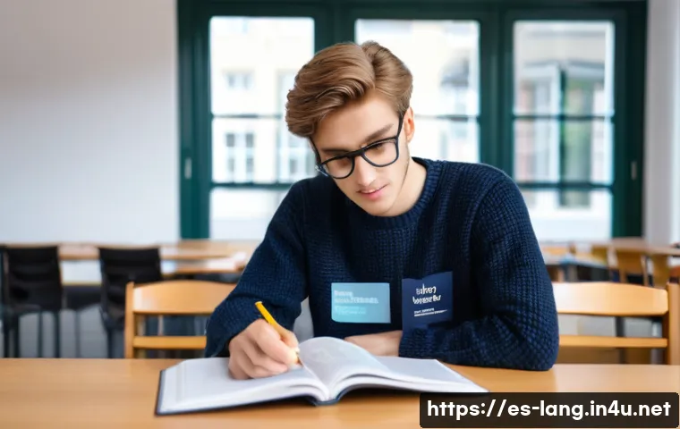 독일어 시험 교재 추천 - **Prompt 1: German Language Study Session**
    A young adult, fully clothed in a comfortable, styli...