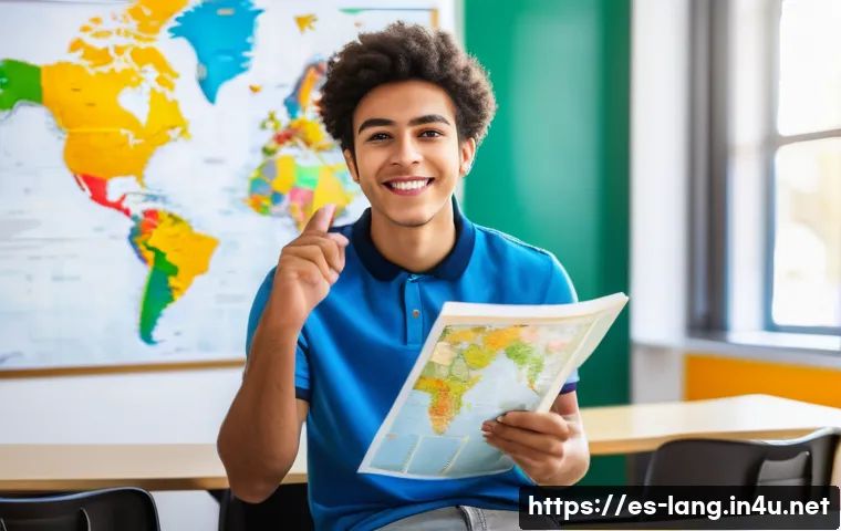 프랑스어 자격증으로 대학원 진학 성공 사례 - A young Hispanic university student studying in a modern multicultural classroom, actively participa...